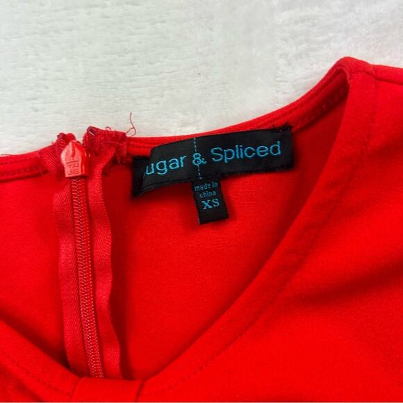 Sugar and Spliced keyhole bust a line little red dress, size xs - Picture 7 of 9